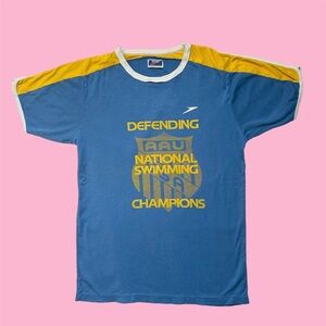 Vintage 70s 80s Speedo USA Swimming Champions Graphic Tee Medium